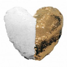 Подушка Хамелеон сердце с двухсторонними пайетками золотая + ПЕЧАТЬ