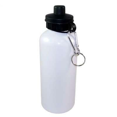 Спортивная бутылка/фляжка с крышкой для питья 600 мл  алюминиевая белая  +  ПЕЧАТЬ