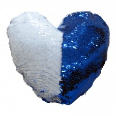Подушка Хамелеон сердце с двухсторонними пайетками синяя + ПЕЧАТЬ