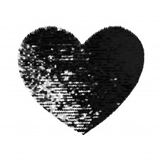 Аппликация Хамелеон Сердце черное с двухсторонними пайетками + ПЕЧАТЬ