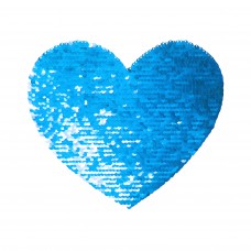 Аппликация Хамелеон Сердце голубое с двухсторонними пайетками + ПЕЧАТЬ